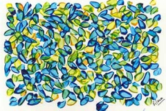 carte postale, pétal de couleur, acrylique sur papier, vilmagine.com