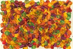 carte postale, pétal de couleur, acrylique sur papier, vilmagine.com
