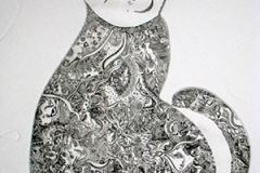 gravure chat, etching, drypoint, artiste vilma, site vilmagine.com