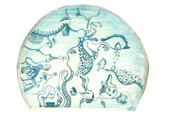 gravure, lunaire bleue, etching, drypoint, artiste vilma, site vilmagine.com